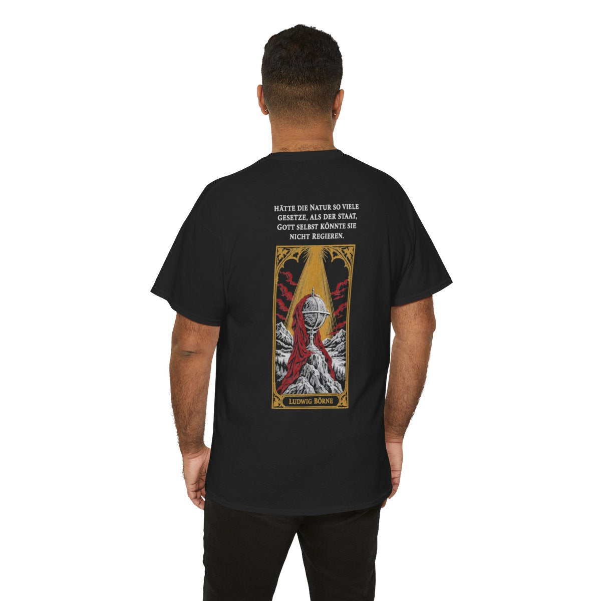 Unisex T-Shirt mit Zitat - Börne - Hätte die Natur so viele (Druck hinten) – person-6-back