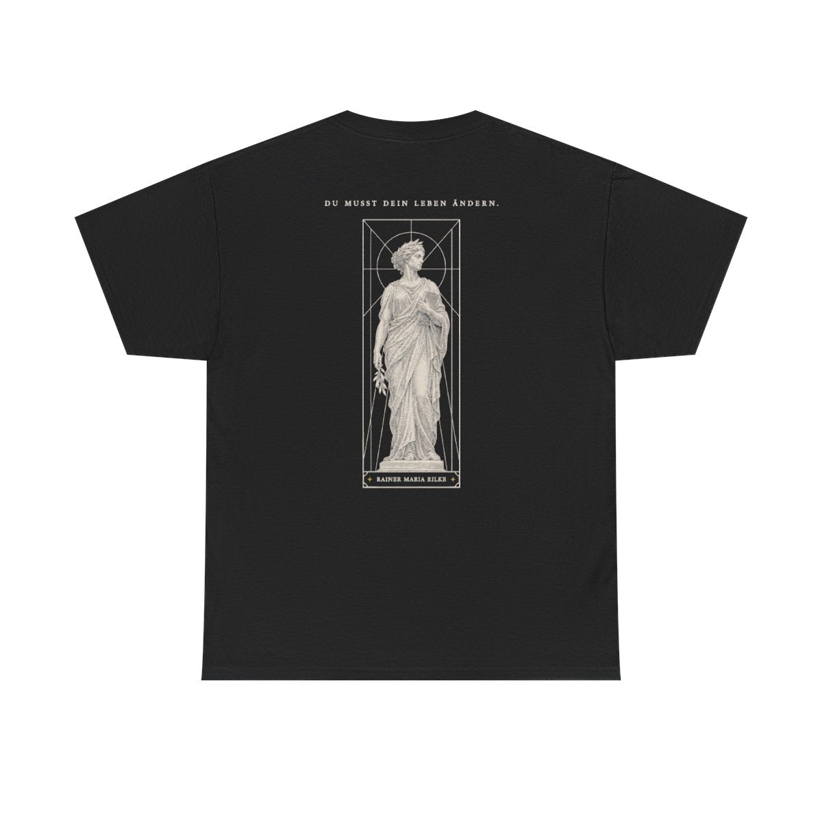 Unisex T-Shirt mit Zitat - Rilke - Du musst dein Leben ändern (Druck hinten) – back