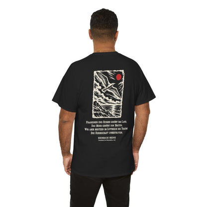 Unisex T-Shirt mit Zitat - Heine - Franzosen und Russen gehört das Land (Druck hinten) – person-6-back