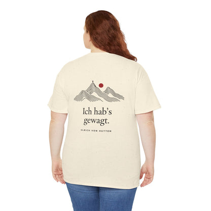 Unisex T-Shirt mit Zitat - Ulrich von Hutten - Ich habs gewagt (Druck hinten) – person-5-back
