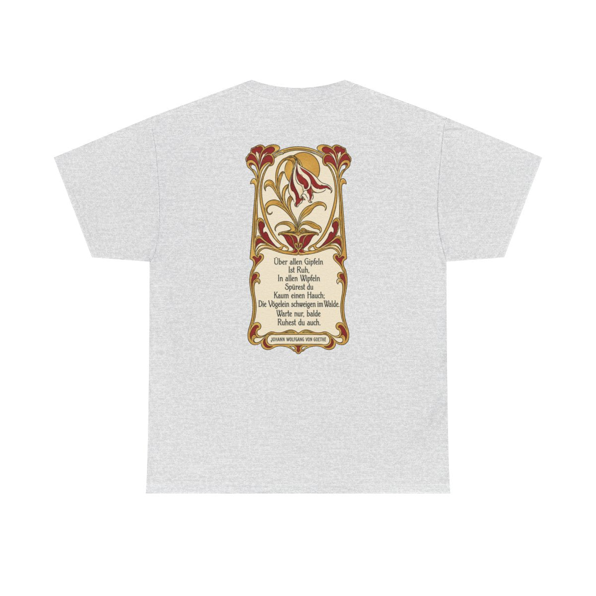 Unisex T-Shirt mit Zitat - Goethe - Über allen Gipfeln Jugendstil (Druck hinten) – back