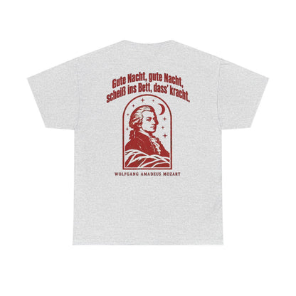 Unisex T-Shirt mit Zitat - Mozart - Gute Nacht, gute Nacht Vintage (Druck hinten) – back
