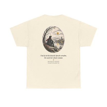 Unisex T-Shirt mit Zitat - Heine - Und als ich die deutsche Sprache vernahm Nachtstück (Druck hinten) – back