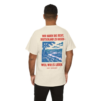 Unisex T-Shirt mit Zitat - Tucholsky - Wir haben das Recht (Druck hinten) – person-6-back