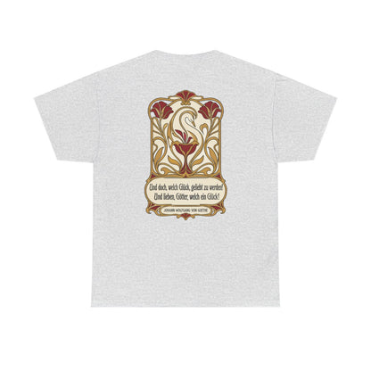 Unisex T-Shirt mit Zitat - Goethe - Und doch, welch Glück, geliebt zu werden (Druck hinten) – back
