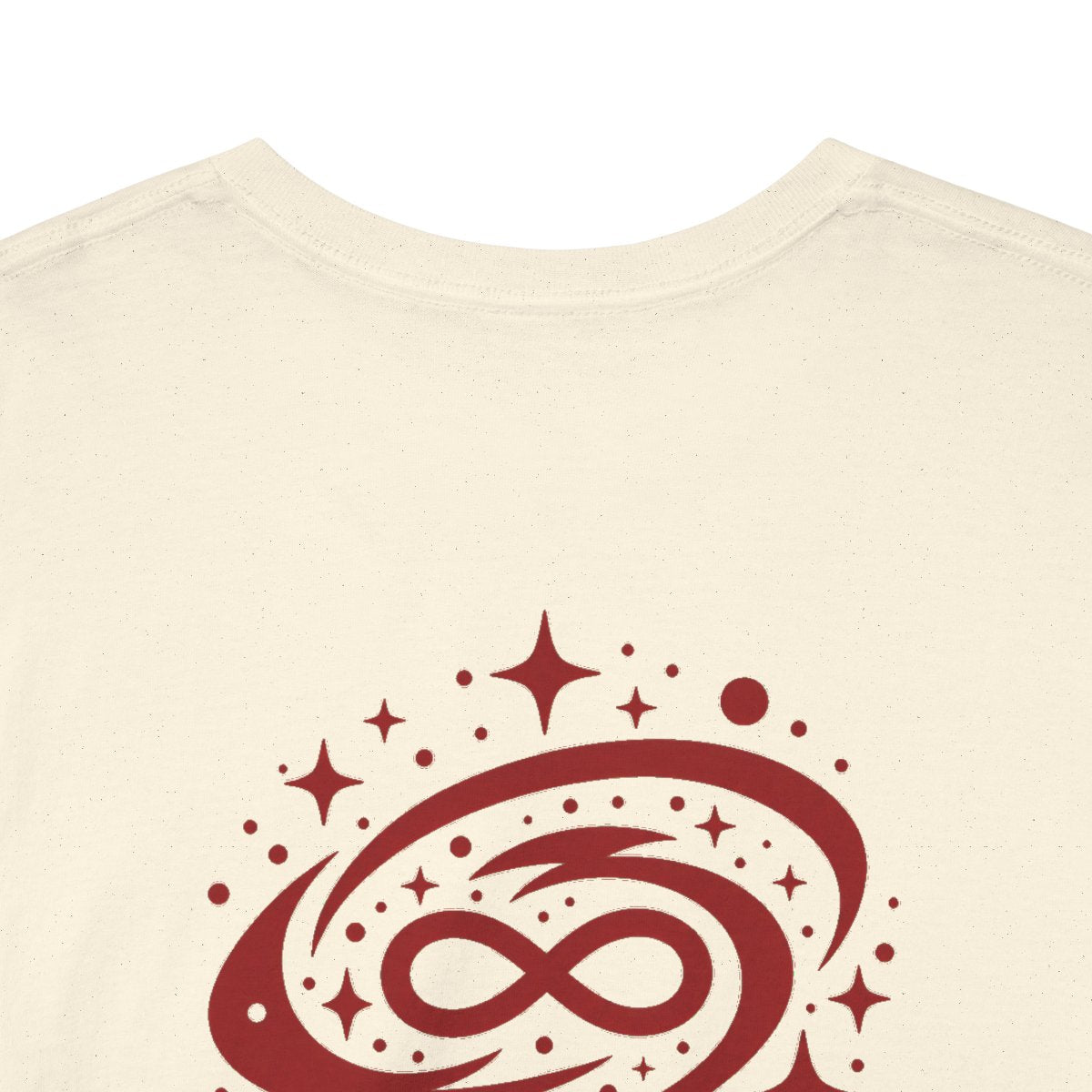 Unisex T-Shirt mit Zitat - Horváth - Unendlichkeit der Dummheit (Druck hinten) – back-collar-closeup