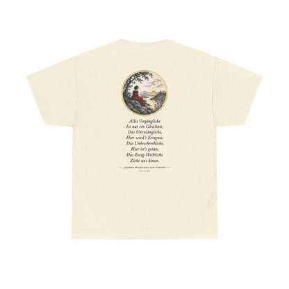Unisex T-Shirt mit Zitat - Goethe - Alles Vergängliche (Druck hinten) – back