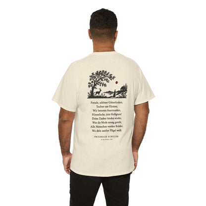 Unisex T-Shirt mit Zitat - Schiller - Freude, schöner Götterfunken Scherenschnitt (Druck hinten) – person-6-back