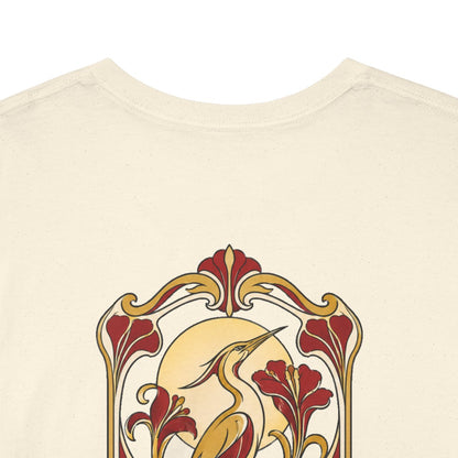 Unisex T-Shirt mit Zitat - Weiße - Morgen, morgen, nur nicht heute Jugendstil (Druck hinten) – back-collar-closeup