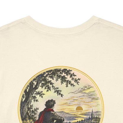 Unisex T-Shirt mit Zitat - Heine - Ein neues Lied, ein besseres Lied (Druck hinten) – back-collar-closeup