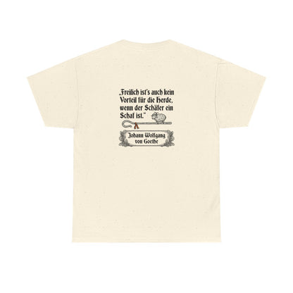 Unisex T-Shirt mit Zitat - Goethe - Schäfer ein Schaf (Druck hinten) – back