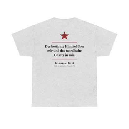 Unisex T-Shirt mit Zitat - Kant - Der bestirnte Himmel über mir Symbol (Druck hinten) – back