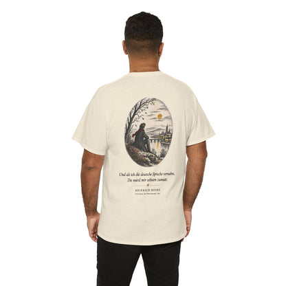 Unisex T-Shirt mit Zitat - Heine - Und als ich die deutsche Sprache vernahm Nachtstück (Druck hinten) – person-6-back