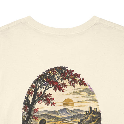 Unisex T-Shirt mit Zitat - Herder - Weder Krieger noch Mönche nähren ein Land (Druck hinten) – back-collar-closeup