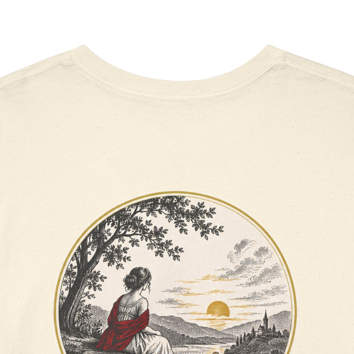 Unisex T-Shirt mit Zitat - Goethe - Werd ich zum Augenblicke sagen (Druck hinten) – back-collar-closeup