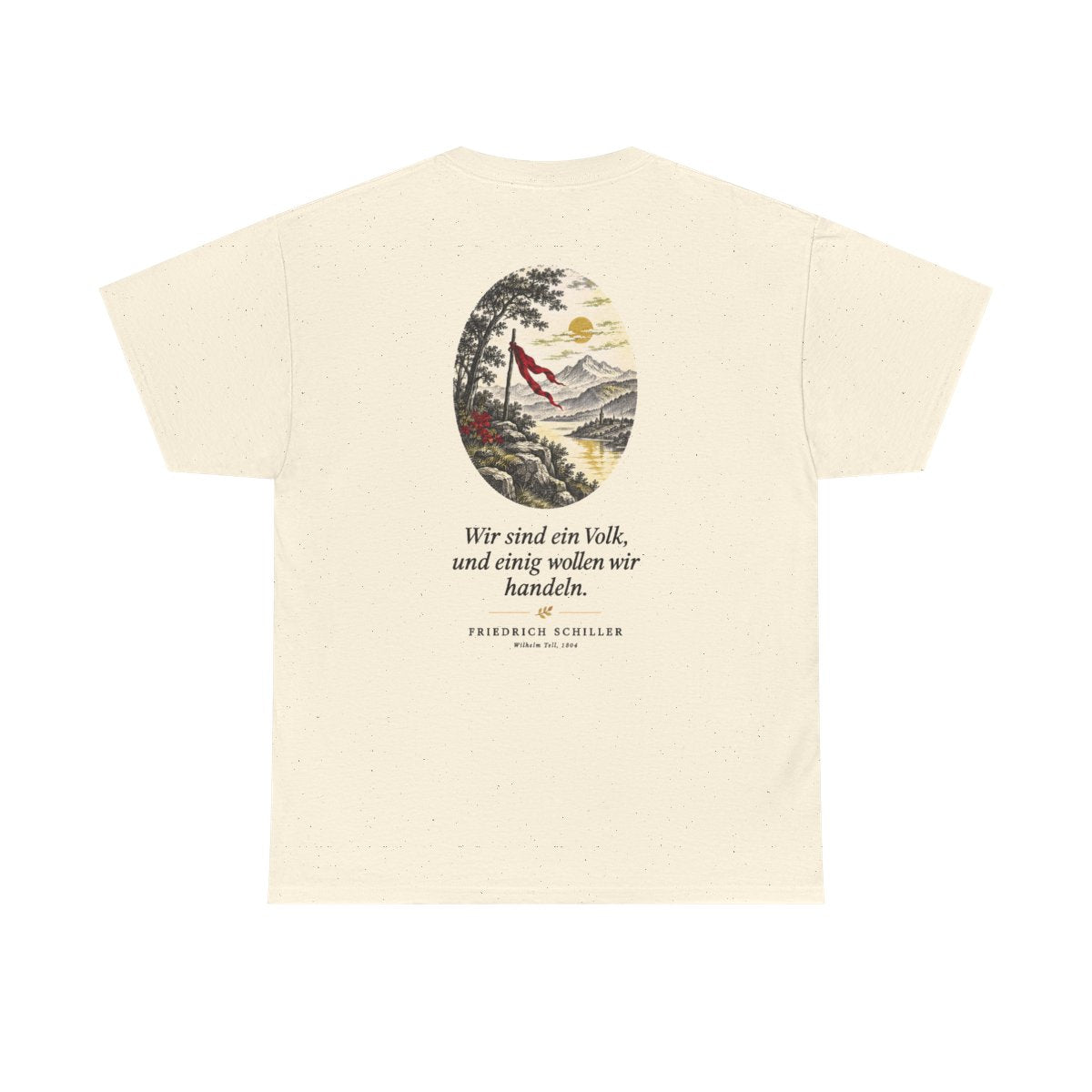 Unisex T-Shirt mit Zitat - Schiller - Wir sind ein Volk Nachtstück (Druck hinten) – back