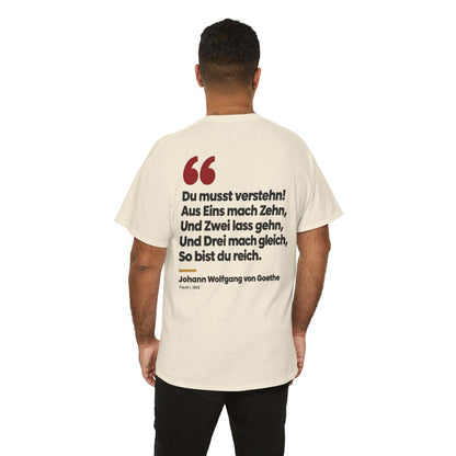Unisex T-Shirt mit Zitat - Goethe - Du musst verstehn (Druck hinten) – person-6-back