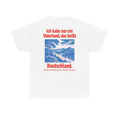 Unisex T-Shirt mit Zitat - Stein - Ich habe nur ein Vaterland (Druck hinten) – back