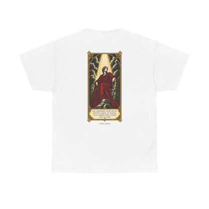 Unisex T-Shirt mit Zitat - Börne - Das Geheimnis jeder Macht besteht (Druck hinten) – back