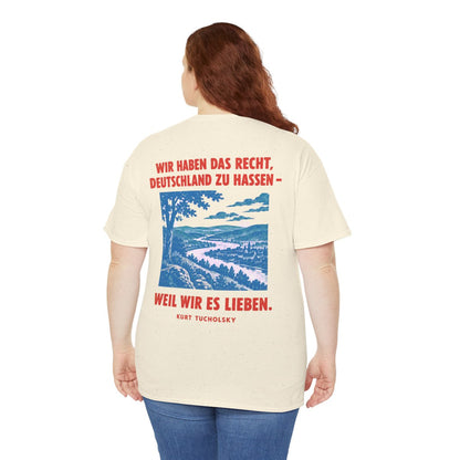 Unisex T-Shirt mit Zitat - Tucholsky - Wir haben das Recht (Druck hinten) – person-5-back