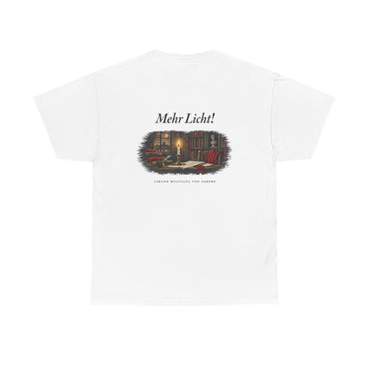 Unisex T-Shirt mit Zitat - Goethe - Mehr Licht (Druck hinten) – back