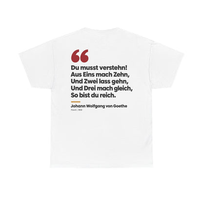 Unisex T-Shirt mit Zitat - Goethe - Du musst verstehn (Druck hinten) – back
