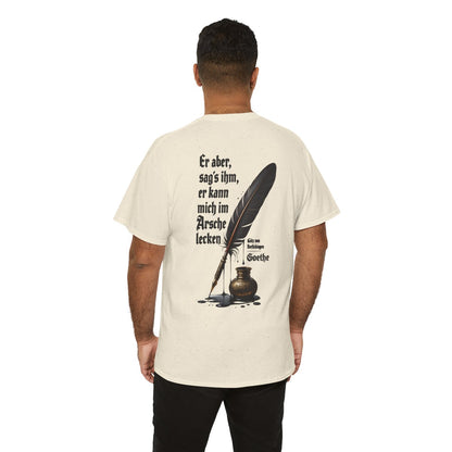 Unisex T-Shirt mit Zitat - Goethe - Er kann mich im Arsche lecken (Druck hinten) – person-6-back