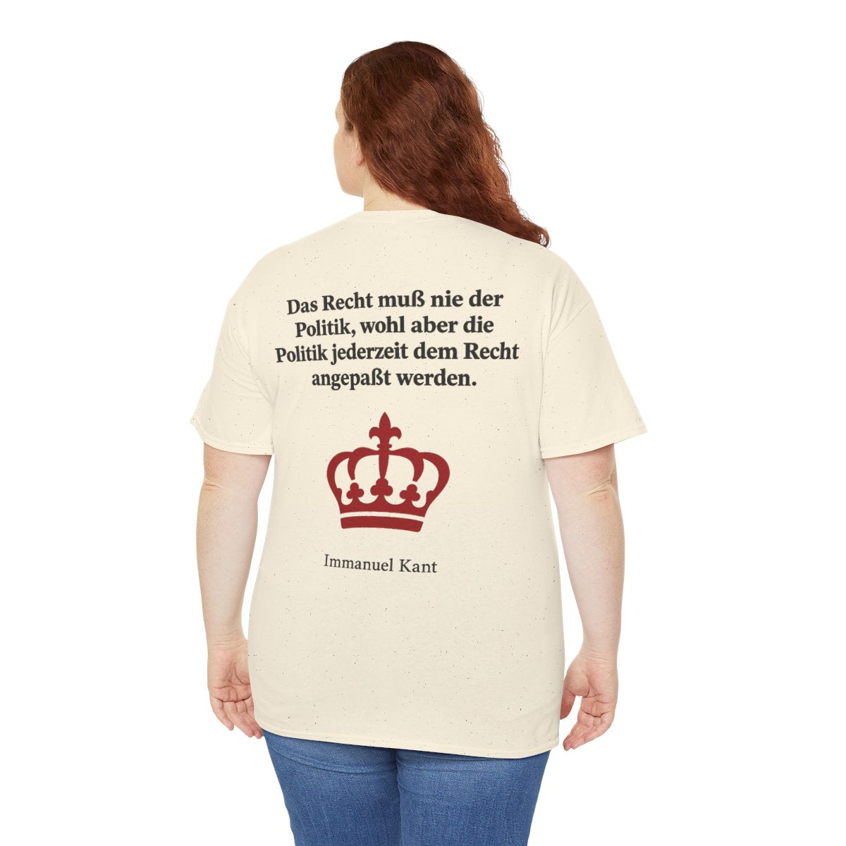 Unisex T-Shirt mit Zitat - Kant - Das Recht muß nie Symbol (Druck hinten) – person-5-back