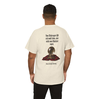 Unisex T-Shirt mit Zitat - Lichtenberg - Vom Wahrsagen (Druck hinten) – person-6-back