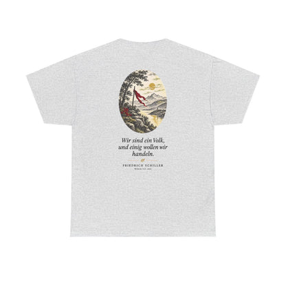 Unisex T-Shirt mit Zitat - Schiller - Wir sind ein Volk Nachtstück (Druck hinten) – back