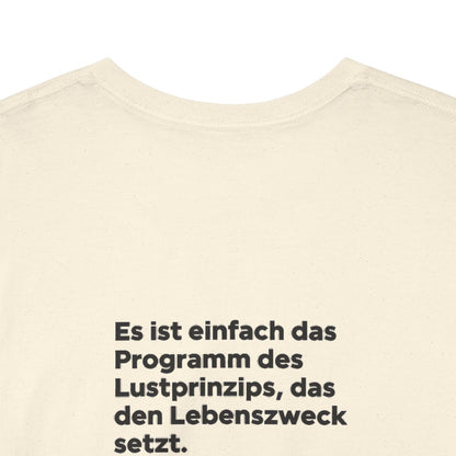 Unisex T-Shirt mit Zitat - Freud - Lustprinzip (Druck hinten) – back-collar-closeup