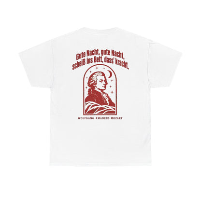 Unisex T-Shirt mit Zitat - Mozart - Gute Nacht, gute Nacht Vintage (Druck hinten) – back