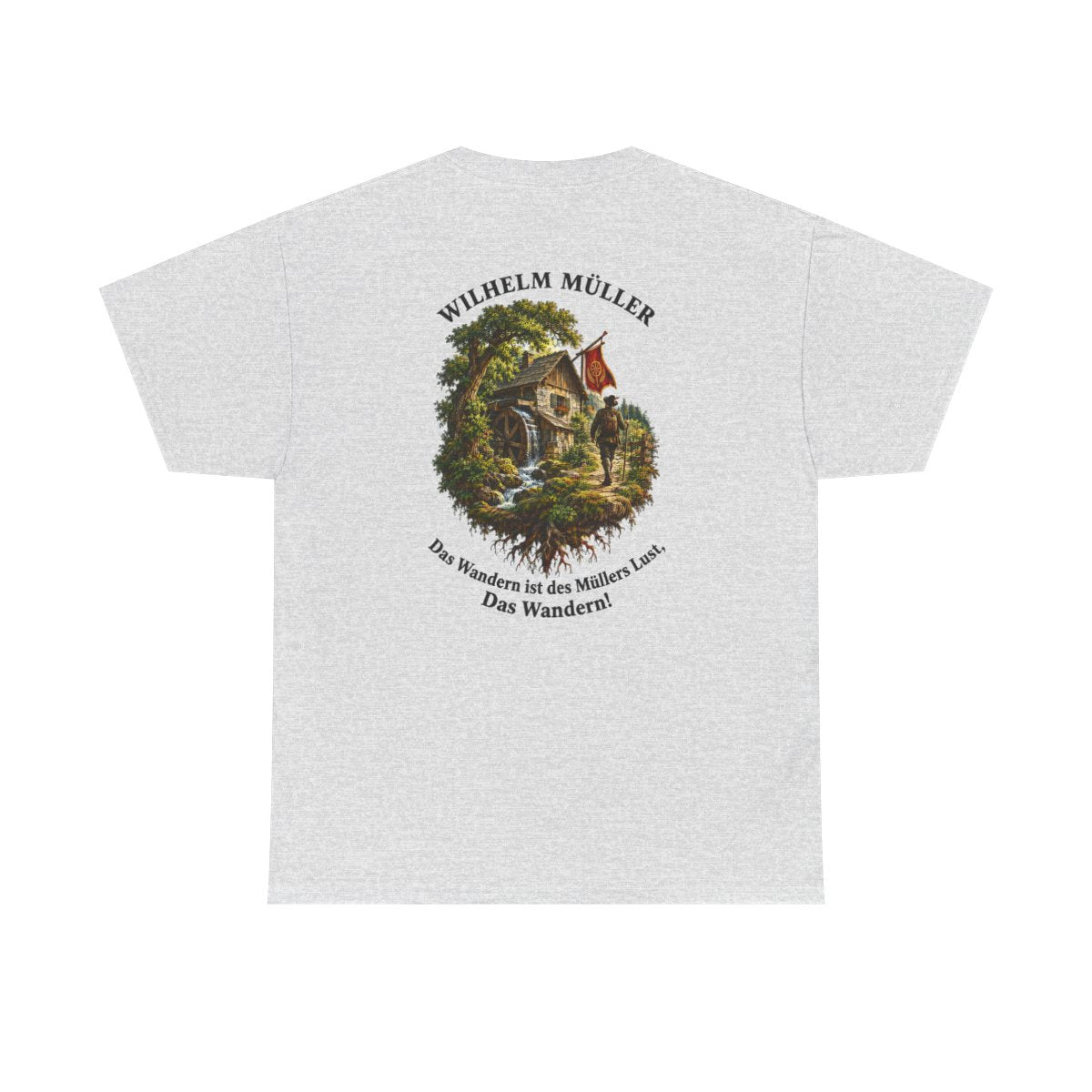 Unisex T-Shirt mit Zitat - Müller - Das Wandern (Druck hinten) – back
