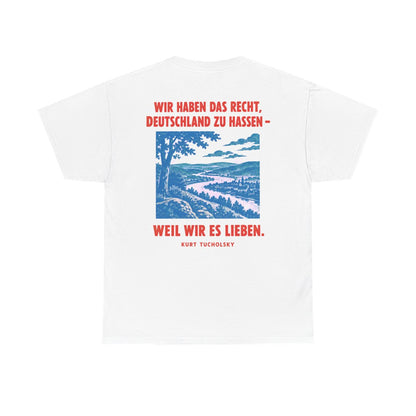 Unisex T-Shirt mit Zitat - Tucholsky - Wir haben das Recht (Druck hinten) – back