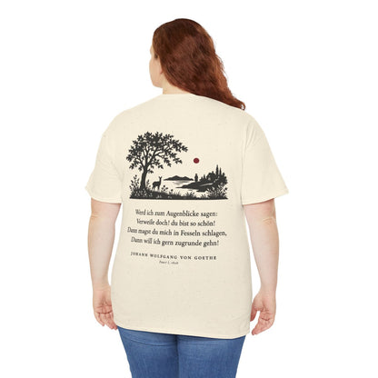 Unisex T-Shirt mit Zitat - Goethe - Werd ich zum Augenblicke sagen Scherenschnitt (Druck hinten) – person-5-back