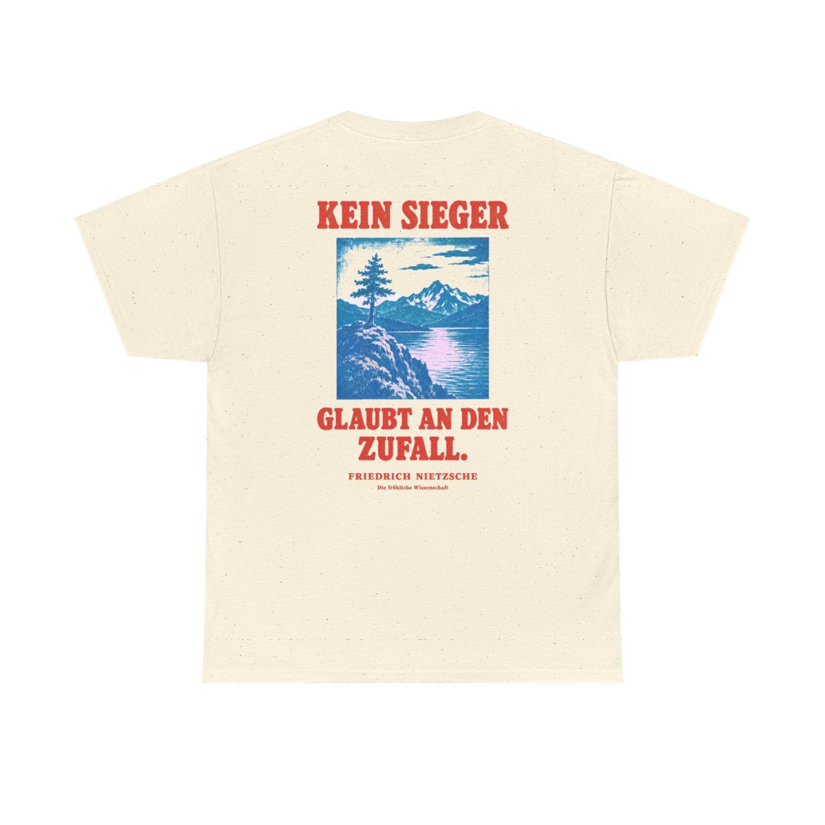Unisex T-Shirt mit Zitat - Nietzsche - Kein Sieger glaubt an den Zufall (Druck hinten) – back