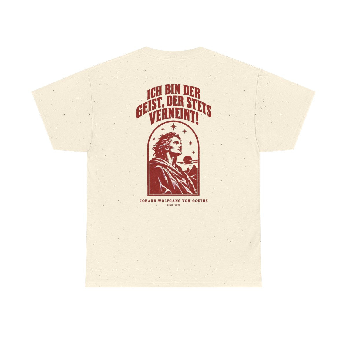 Unisex T-Shirt mit Zitat - Goethe - Ich bin der Geist, der stets verneint (Druck hinten) – back