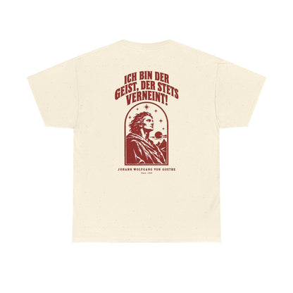 Unisex T-Shirt mit Zitat - Goethe - Ich bin der Geist, der stets verneint (Druck hinten) – back