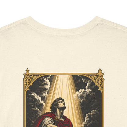 Unisex T-Shirt mit Zitat - Liliencron - Lieber tot als Sklave (Druck hinten) – back-collar-closeup