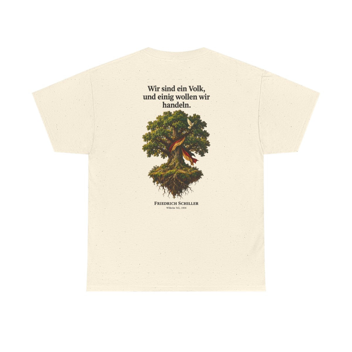 Unisex T-Shirt mit Zitat - Schiller - Wir sind ein Volk (Druck hinten) – back