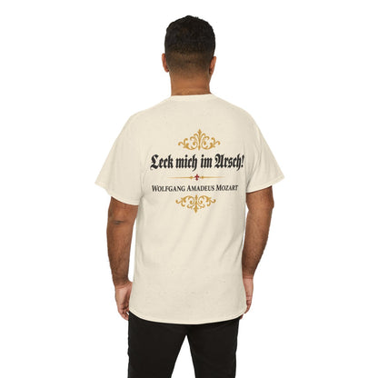 Unisex T-Shirt mit Zitat - Mozart - Leck mich im Arsch (Druck hinten) – person-6-back