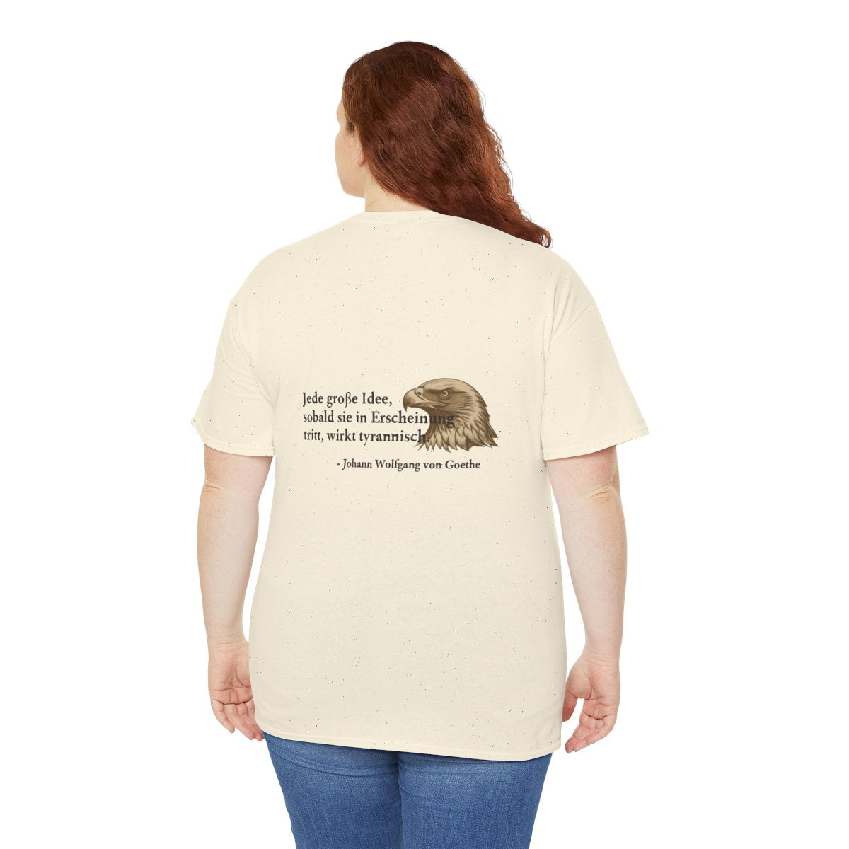 Unisex T-Shirt mit Zitat - Goethe - Große Idee (Druck hinten) – person-5-back