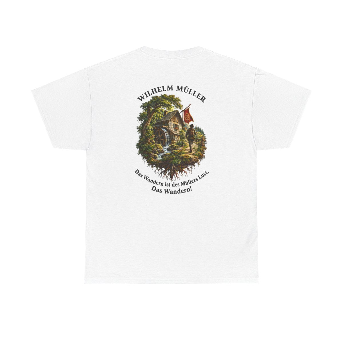 Unisex T-Shirt mit Zitat - Müller - Das Wandern (Druck hinten) – back