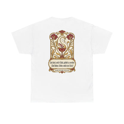 Unisex T-Shirt mit Zitat - Goethe - Und doch, welch Glück, geliebt zu werden (Druck hinten) – back