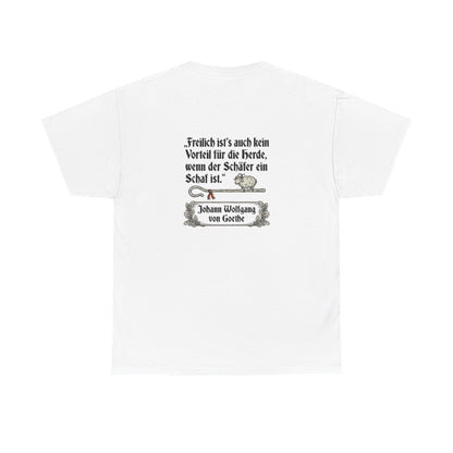 Unisex T-Shirt mit Zitat - Goethe - Schäfer ein Schaf (Druck hinten) – back