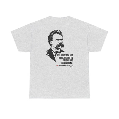 Unisex T-Shirt mit Zitat - Nietzsche - Zwei Drittel für sich (Druck hinten) – back