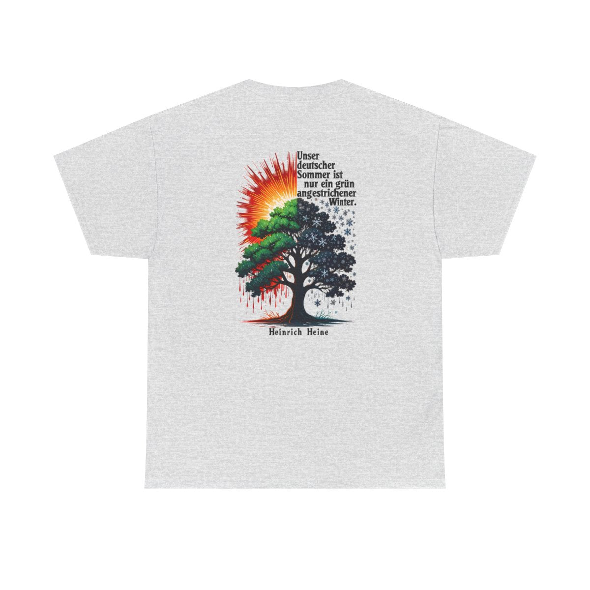 Unisex T-Shirt mit Zitat - Heine - Deutscher Sommer (Druck hinten) – back