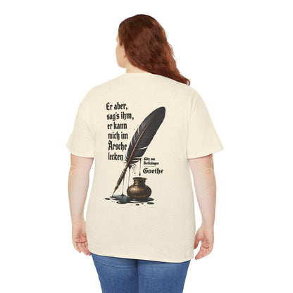 Unisex T-Shirt mit Zitat - Goethe - Er kann mich im Arsche lecken (Druck hinten) – person-5-back