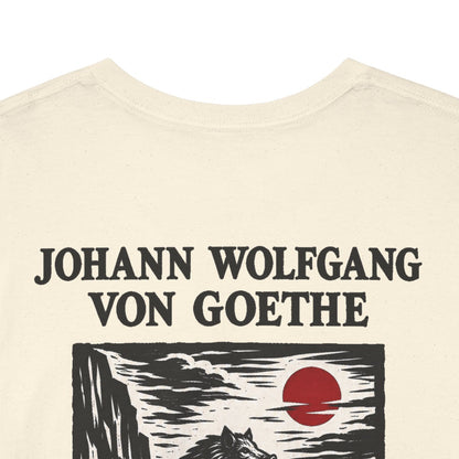 Unisex T-Shirt mit Zitat - Goethe - Uns ist ganz kannibalisch wohl (Druck hinten) – back-collar-closeup