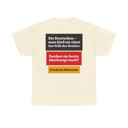 Unisex T-Shirt mit Zitat - Nietzsche - Volk der Denker Balken (Druck hinten) – back